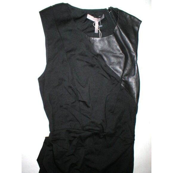 New Womens NWT $475 Halston Heritage Sleeveless Leather Black Dress 4 Designer - Picture 4 of 12